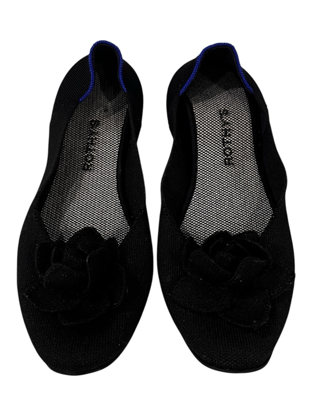 Rothy's The Petal Square Toe Solid Black Ballet Flats Women Shoes Size 11